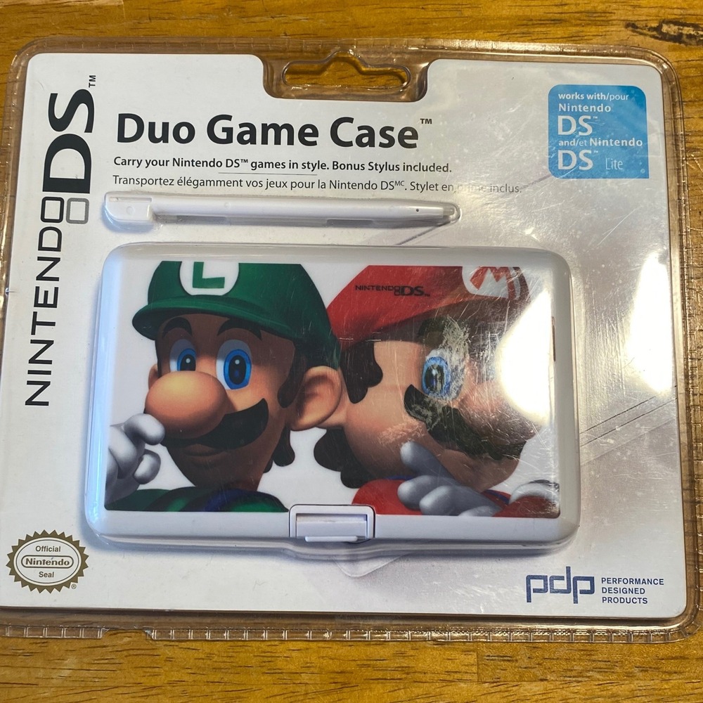 PDP Duo Game Case Nintendo DS Lite White New Mario Luigi Game Storage Stylus